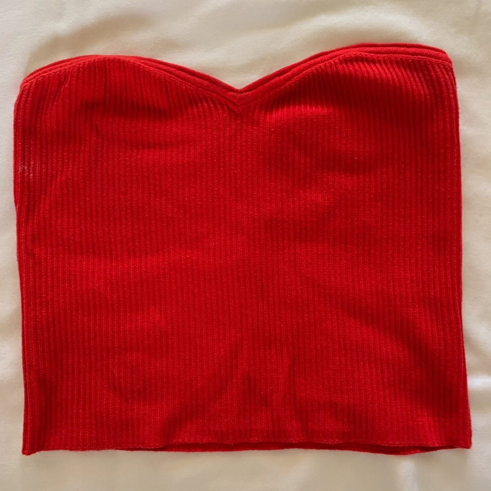 URBAN OUTFITTERS Red Tube Top Ribbed - Picture 2 of 5